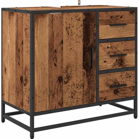 Maison Exclusive - Badezimmerschrank mit Tür Altholz 65 x 33 x 60