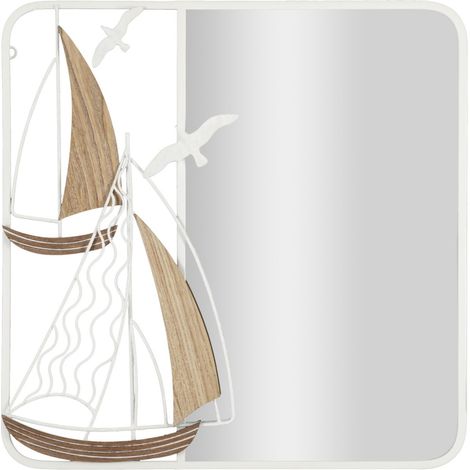 Miroir Mural Design "Adriatic" 60cm Blanc & Naturel (1/5)