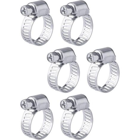 6 collier de serrage tuyau arrosage en acier inoxydable, collier serflex inox 16-25mm, metal serre flex serrage pour tuyau d'engrenage conduits de carburant plomberie automobile piscine (1/5)