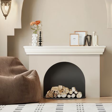 VEVOR Fireplace Mantel, 72" x 8" x 5", 50 lbs Weight Capacity, Natural Wood Mantel for Over Fireplace, Wall Mounted Floating Farmhouse Shelf, Handcrafted Wood Fireplace Mantel for Wall Decor, White (1/5)