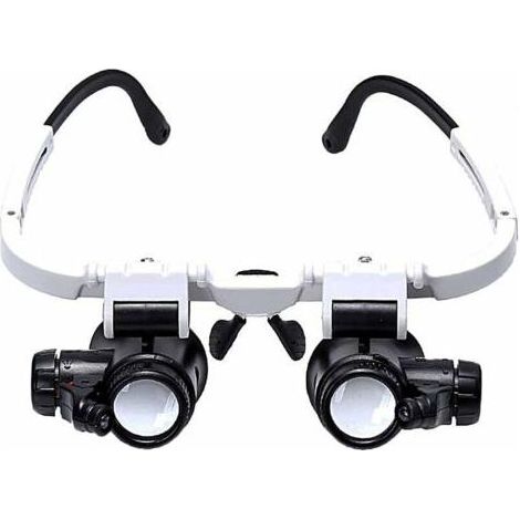 Lunette Loupe - 2 Lumières LED - Loupe Binoculaire - Lampe Loupe Grossissante pour Horloger, Lecture, Bijoutier, Couture - 8X-15X-23X (1/5)