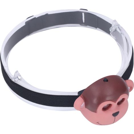 Lampe frontale enfant en forme de singe, 2 modes d'éclairage, alimentée par piles, légère, en plastique, LED, idéale pour les sports de plein air (1/5)