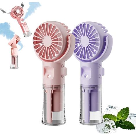Mini-Ventilator mit Sprühnebel, 4 Geschwindigkeitsstufen, USB-aufladbar, leiser Wassernebelventilator, Kühlgerät für Zuhause, Büro, Spaziergänge, Reisen und Strand (1/5)