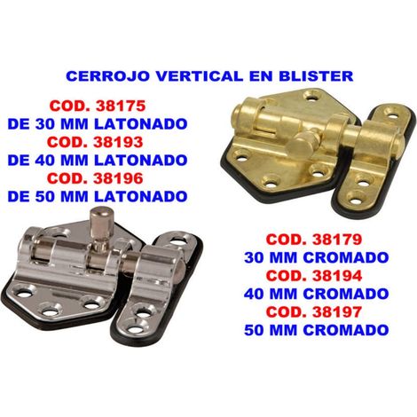 Boulon vertical chromé 30 mm sous blister 731
