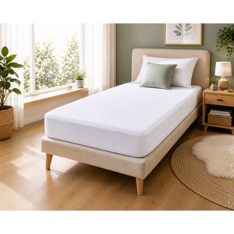 Protège-Matelas 90 x 190 cm Éponge Imperméable Anti-Acariens