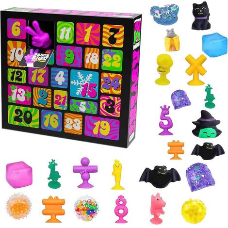 Nee Doh Squishmas Adventskalender 2024, 24-tägiger Adventskalender mit 24 kleinen Quetschfiguren, Weihnachtsgeschenk (1 Stück) (1/5)