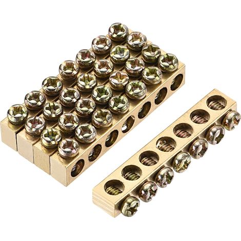 sourcing map Borne Terre Barre Vis Bloc Barrière Laiton 7 Positions 46mmx5.5mmx7.5mm pour Électrique Distribution 5 Pièces (1/5)