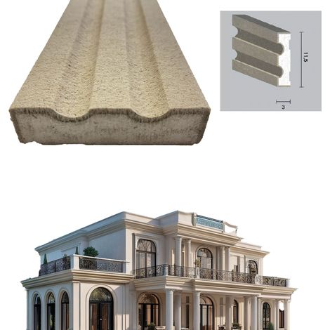 €9,99ml  STOCK  Pacco da 12ml di cornice decorativa in XPS Resinata per esterno 12x3x200cm GE/PD112