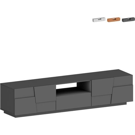 Meuble TV moderne avec 4 portes et tiroir 220x45x46 cm Chiron - Anthracite (1/5)