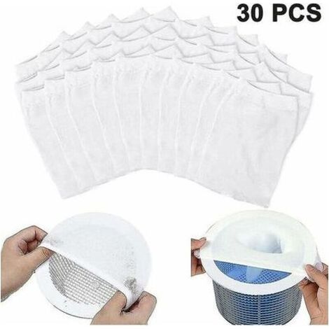KZQ – Chaussettes écumeur de piscine 30 pièces – Nylon haute qualité – Réutilisables et lavables – Pour débris fins et feuilles (1/5)