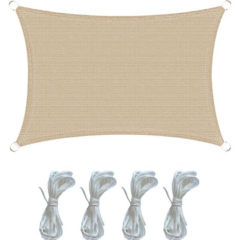 Mobili Rebecca – Voile d'ombrage rectangulaire 4x5 m – Polyéthylène HDPE anti-UV – Anneaux en acier inoxydable – Sac de transport inclus (1/5)