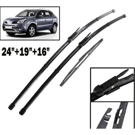 Lot de 3 Balais d'essuie-glace, Caoutchouc naturel, Conception aérodynamique, Pour Renault Koleos MK1 2008-2015 (1/4)