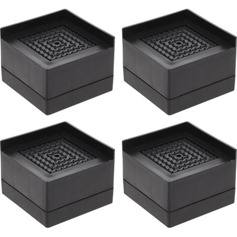 Rehausseurs de lit carrés antidérapants 5,8 x 4 cm en caoutchouc noir résistant pour meubles, (1/5)