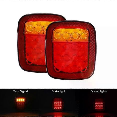 Feux arrière de camion à LED 12 V pour Jeep Wrangler TJ YJ CJ, universels, compatibles avec la plupart des camions, remorques et bateaux, fonction lumière rouge/jaune (1/5)