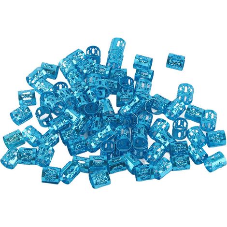 100 anneaux et perles ajustables pour tresses, accessoires de coiffure et perruques, bleu (1/5)