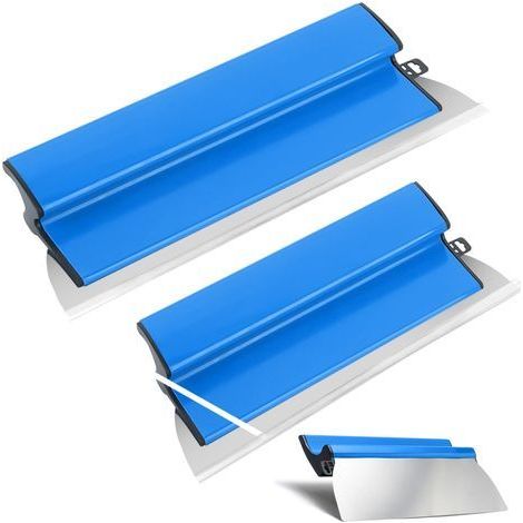 Lot de 2 spatules de surface, 25 cm + 40 cm, spatule avec poignée ergonomique, outils muraux flexibles pour plâtre (bleu) (1/5)