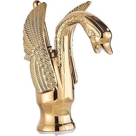 Waschtischarmatur, Einhebel, poliertes Edelstahl, Goldene (1/2)