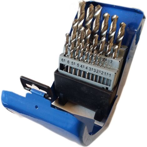 Trade Shop - Juego De 25 Brocas De Titanio Kit De Brocas De Hierro Tamaños 1 A 13 Cm + Estuche -