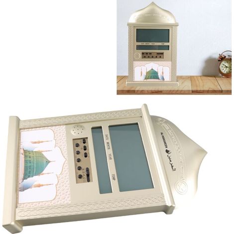 Digitale Wanduhr mit Gebetsruf (Adhan), Moschee-Design, Kalender, Wecker, multifunktionale Dekoration für Zuhause