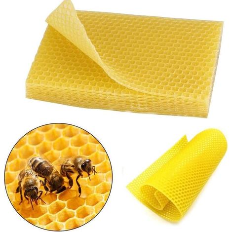 KLVGTIFS PU - Lot de 10 plaques de base pour ruche en cire d'abeille, outils pour l'apiculture, la fabrication de bougies, le modelage, le cirage et le scellage de pots. (1/4)