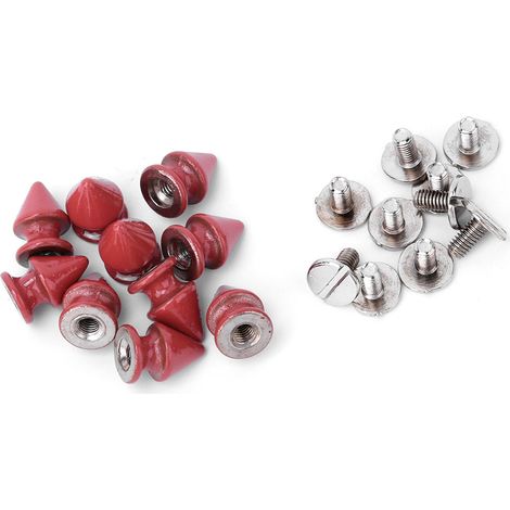 50 rivets métalliques élégants de 812 mm, en forme de balle et de cône, pour la création d'accessoires en cuir (rouge) (1/3)