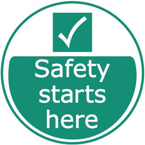Etiquette danger, avec pictogramme : Site sécurisé " Safety Starts Here " ( Prix pour 1 )