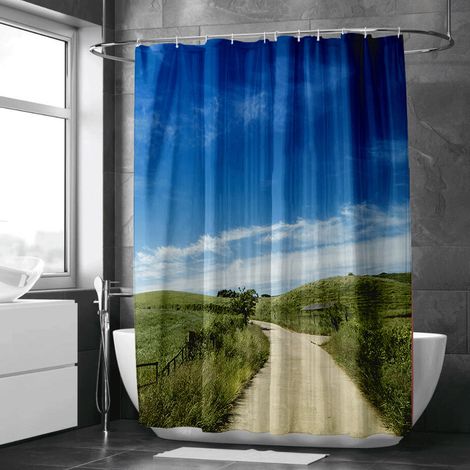 Rideau de douche nature tropicale, décoration exotique, tissu imperméable, baignoire écran - 180x180cm (1/5)