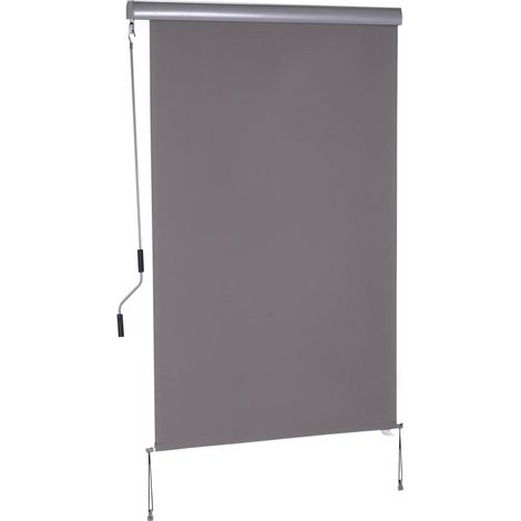 Store vertical balcon 120x200 cm coupe-vent brise-vue gris manivelle