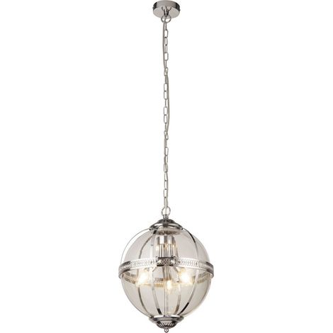 Searchlight Coronet Luminaire suspendu à 3 lumières Chrome, Verre (1/4)