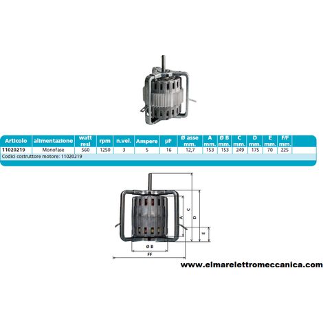 11020219 560 W 3 Velocità Motore Elettrico Monofase Ventilatore Centrifugo