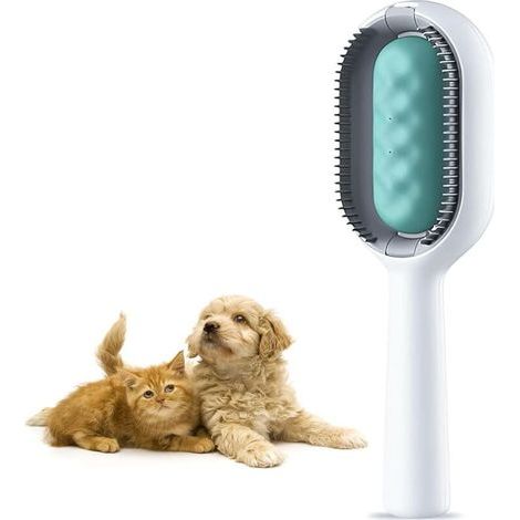 Brosse Chat Chien, Brosses de Toilettage pour Chat Chien, Brosse de Nettoyage Polyvalente pour Animaux pour Élimine les Poils Morts et Sous-poil (Court/Bleu) (1/4)