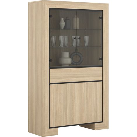 Estantería Etrteo 100 , Cerrable, Con cajones, Con puertas, Aglomerado laminado, Vidrio templado, Número de puertas: 0, Número de cajones: 0, 185x113x41cm (1/5)