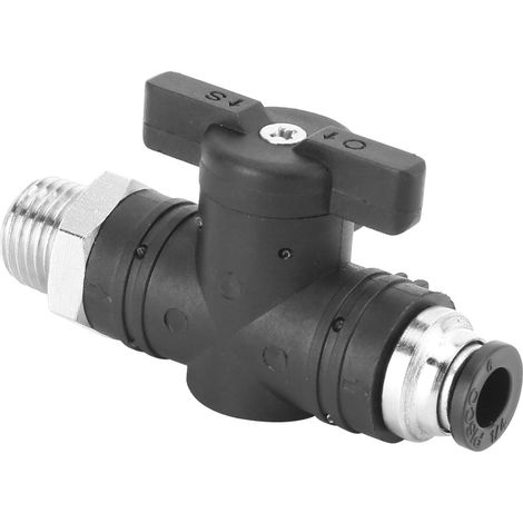 Raccord rapide pneumatique manuel 6mm BSPP mâle avec interrupteur, vanne à main BC6-02 (1/5)