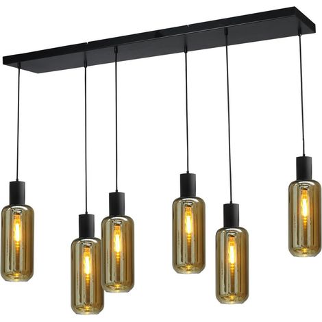 Lampe suspendue noire pour salle à manger Bounty Verre cylindrique à 6 lumières - 2471-05-05-130-25-65 (1/3)