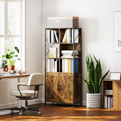 Estantería de Libros con 6 Compartimentos Abiertos y Estante Ajustable para Salón Oficina 75x34x172 cm Marrón Rústico (1/5)