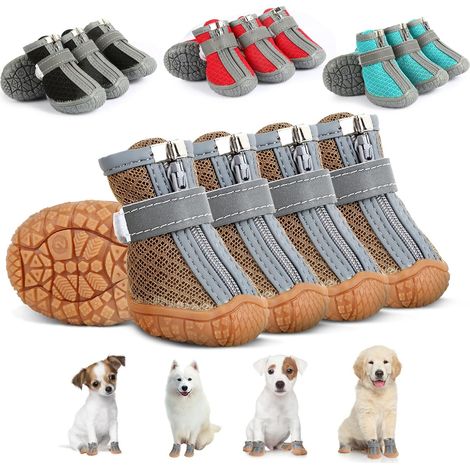 Chaussures pour chien - Bottes en caoutchouc - Semelle antidérapante - Fermeture élastique - L - 3,8 cm - Imperméables - Fermeture velcro (1/5)