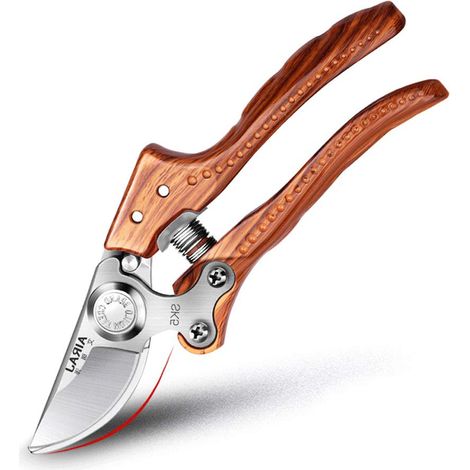 Sécateur à Manche en Bois Sécateurs de Jardin Ciseaux Pointus Diamètre de Coupe Max 25 mm Outil de Coupe de Jardinage (1/5)