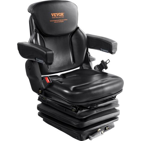 Siège de Chariot Élévateur Universel Siège de Tracteur Rabattable Dossier à Angle Réglable Micro-interrupteur Ceinture de Sécurité Accoudoirs 3 Niveaux Absorption Chocs pour Chargeur Excavateur (1/5)