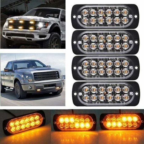 Feu stop stroboscopique de voiture à 12 LED - Barre lumineuse de véhicule 12V-24V - Gyrophare clignotant de sécurité pour voitures, véhicules utilitaires, bateaux, remorques, caravanes