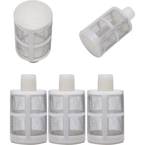 für Schläuche und Pumpen, Set mit 5 Filterköpfen aus Edelstahl 304, Edelstahldüsen mit Sieb, Saugfilter für Schläuche, 10 mm Universalfilterköpfe (1/5)