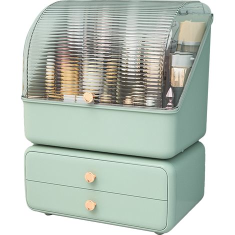 Boîte de rangement de bureau pour cosmétiques, tiroir, organisateur de maquillage, anti-poussière, pour bijoux, rouges à lèvres et soins de la peau, vert clair