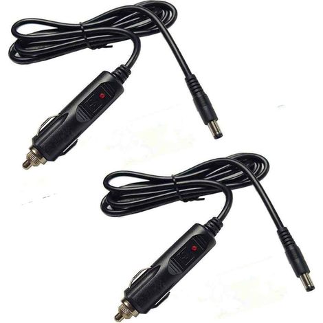 Câble de Prise Allume-Cigare DC 5,5 x 2,1 mm mâle vers DC 12 Câble d'alimentation Automatique pour Voitures, camions, Bus(1.5M,2pcs) (1/5)