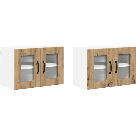 Maison Exclusive - Mobile in vetro da parete LUCCA 2 pz Rovere Artigianale (1/5)