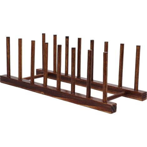 Séchoir à vaisselle pliable en bois 8 étages, rangement pour vaisselle, bols, tasses et couvercles (1/5)