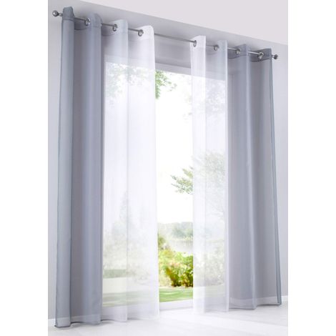 Gardinenbox Modena 10000183 - Confezione da 2 tende verticali con stampa sfumata di colore trasparente, con occhielli e fermatenda, 175 x 140 cm (altezza x larghezza), colore: grigio