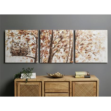 Lienzo Impr. Buhos Arbol 50% Oleo 60X60 Cms S/3. 60X3X60 Cms (1/3)
