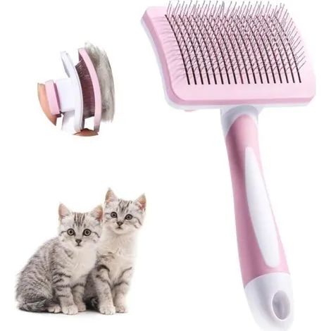 Brosse autonettoyante pour chiens et chats, élimine efficacement le sous-poil et les nœuds, rose (1/3)