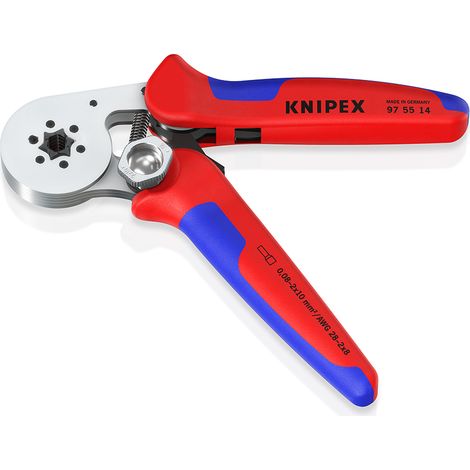 KNIPEX 97 55 14 SB Pinza per terminali a bussola, con regolazione automatica per crimpaggio laterale con manici multicomponente cromata 180 mm (1/9)