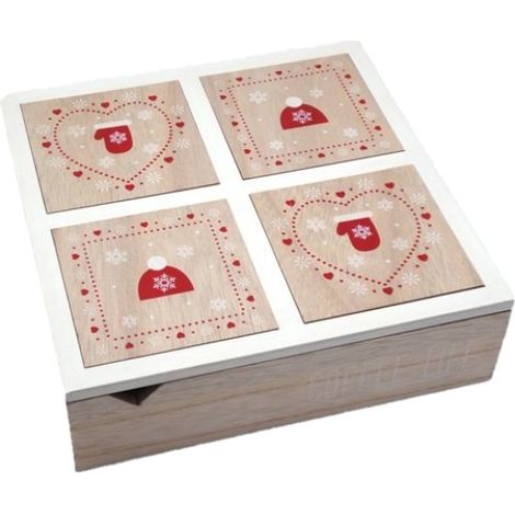 Mobiletto Mobile in Legno 4 Scomparti Natalizio Natale 24 x 24 x 7 cm (1/2)