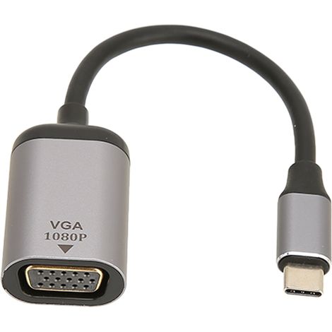 Adaptateur USB-C vers VGA en alliage d'aluminium, résolution 1920 x 1200, 60 Hz, transmission stable, pour ordinateur portable et de bureau. (1/4)